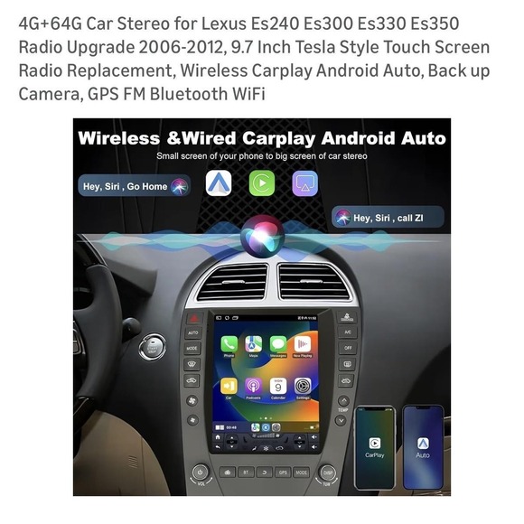 9.7" Android Car Stereo For Lexus ES240 ES300 ES350 4G+64G GPS CarPlay Auto - Picture 4 of 14